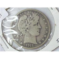 1911-S Barber Half Dollar (Fine)