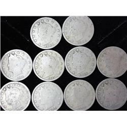 10 Assorted Liberty "V" Nickels