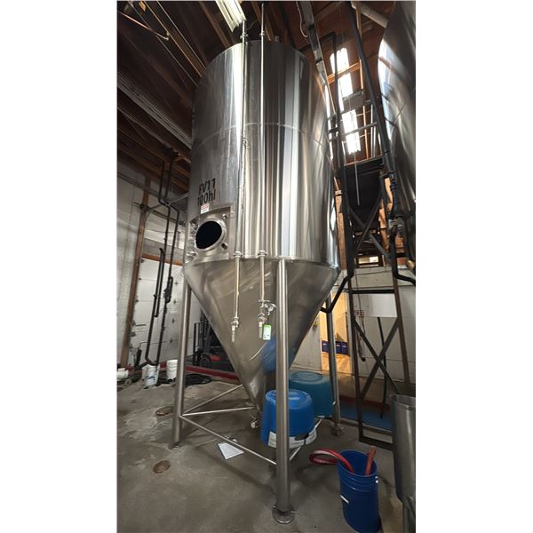 100 HL JACKETED CONICAL FERMENTING VESSEL/TANK, APPROX 20FT HIGH,