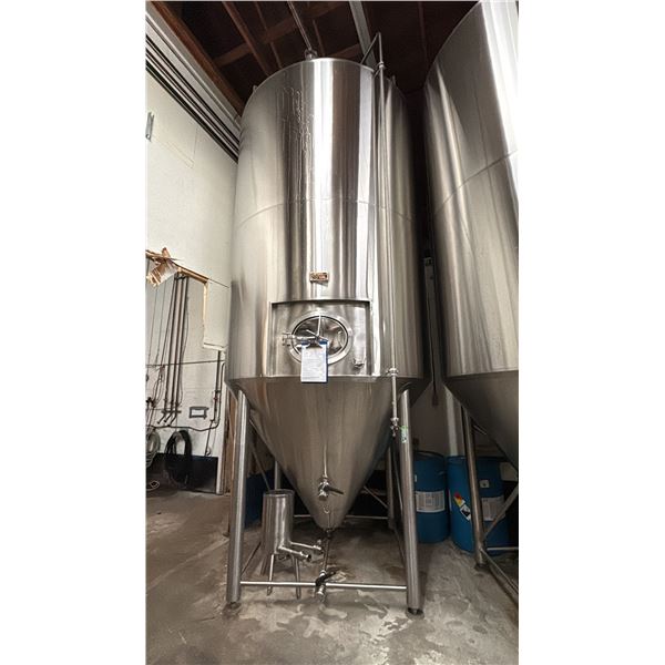 100 HL JACKETED CONICAL FERMENTING VESSEL/TANK, APPROX 20FT HIGH,