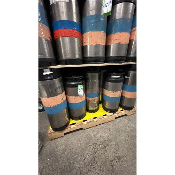 GROUP LOT OF APPROX 19 KEGS. MIX OF TALL (13) AND SHORT (6)