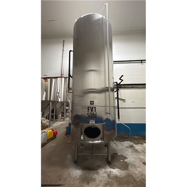 50 HL JACKETED FERMENTATION TANK. THIS TANK HAD A COOLANT ISSUE AND WAS TAKEN OUT OF SERVICE. WOULD
