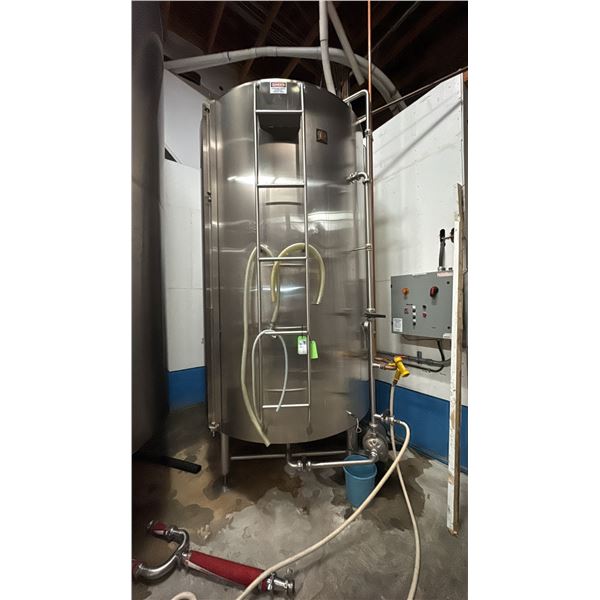 50 HL HOT WATER TANK WITH RECIRCULATION PUMP. REQUIRES CRANE AND RIGGING TO REMOVE.