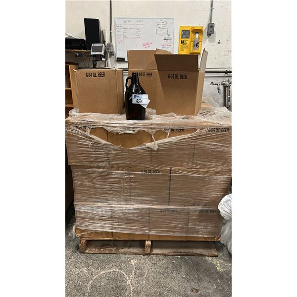 PALLET OF 6X64 OZ GROWLERS. APPROX 38 CASES