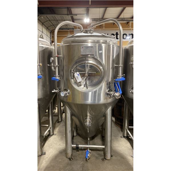 2020 PRETTECH CANADA FV1203 STAINLESS STEEL 5 BBL COMMERCIAL BREWERY CONE BOTTOM FERMENTATION TANK,