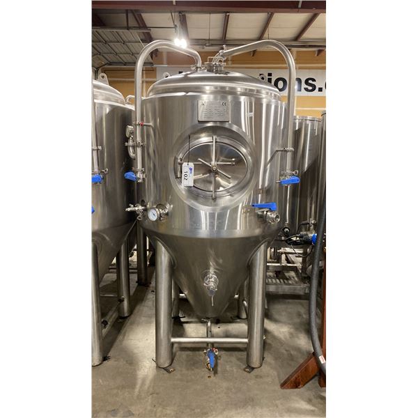 2020 PRETTECH CANADA FV1203 STAINLESS STEEL 5 BBL COMMERCIAL BREWERY CONE BOTTOM FERMENTATION TANK,