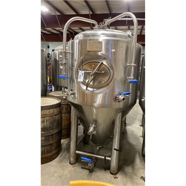 2020 PRETTECH CANADA FV1203 STAINLESS STEEL 5 BBL COMMERCIAL BREWERY CONE BOTTOM FERMENTATION TANK,