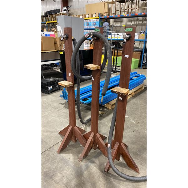 3 WOODEN PORTABLE COMMERCIAL STAINLESS STEEL BAR TAP SYSTEMS WITH HOSES *NO TAP HANDLES*