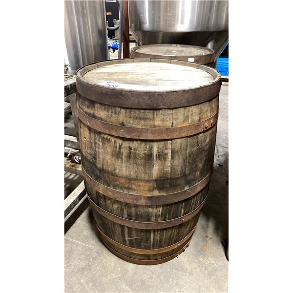 OAK WOODEN 22" ROUND 35"H DECORATIVE COMMERCIAL WINE BARREL