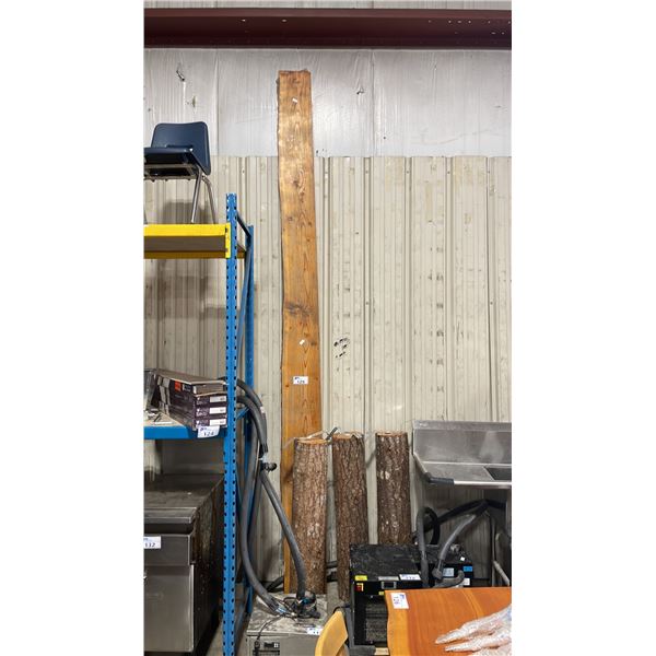 LIVE EDGE 144"L X 12"W X 44"WOOD BASE 3 LEG COMMERCIAL BREWERY BAR HEIGHT TABLE *DISASSEMBLED*