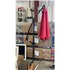 Image 1 : RED FABRIC BROWN METAL OUTDOOR PATIO CANTILEVER UMBRELLA *NO BASE STONES*