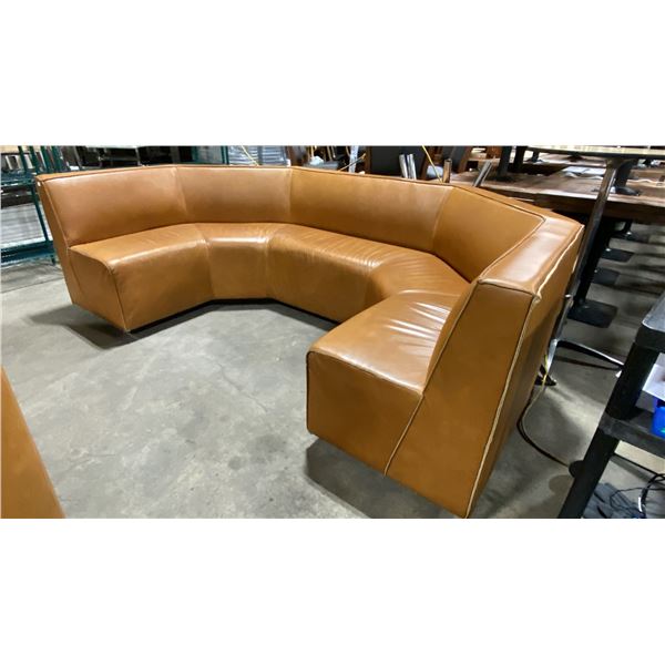 TAN LEATHER DESIGNER 1PCS COMMERCIAL U-SHAPED 102"W X 60"D X 33"H RESTAURANT BANQUETTE SEAT