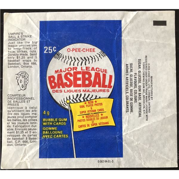 1983 O-PEE-CHEE BASEBALL WRAPPER
