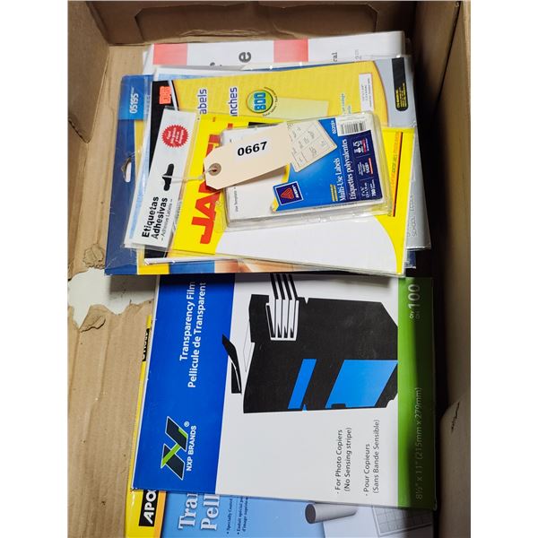 Quantity of Labels, Card Stock, Projector Film