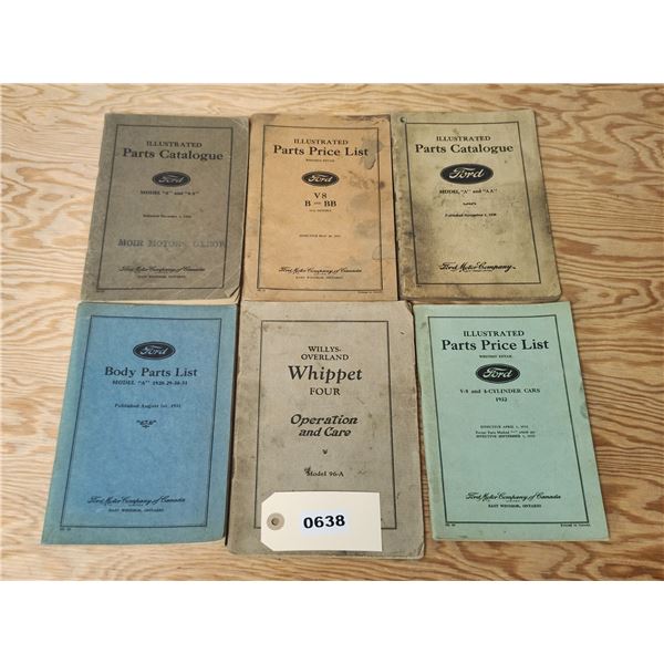 Collectible Ford Parts Booklets - X6