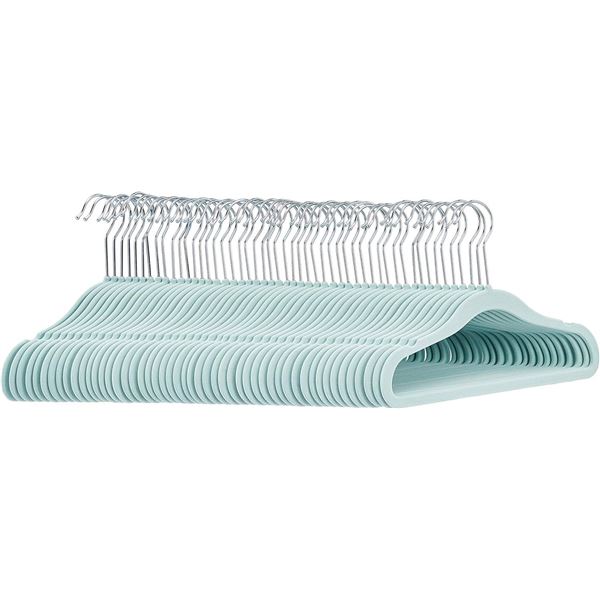 Amazon Basics Kids Velvet Non-Slip Clothes Hangers, 50-Pack, Mint Green  - B07Y8QTSTK - New, Retail