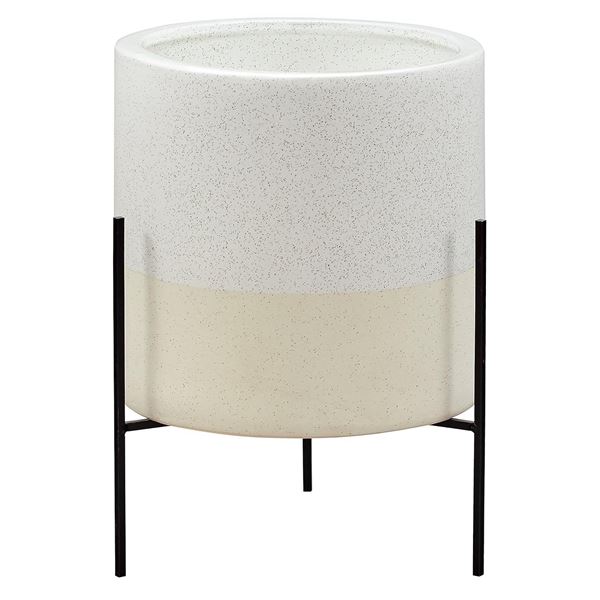 Rivet Mid-Century Ceramic Planter with Stand, 17" H, White - B07CBP4FG7 - New, Retail Price USD $87/