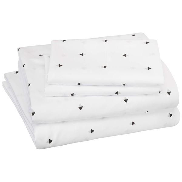 Amazon Basics Soft Microfiber Sheet Set with Elastic Pockets - 3pieces Set, Full Size, Grey Diamond