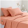 Image 3 : Amazon Basics Soft Microfiber Sheet Set with Elastic Pockets - Full Size, Bright Salmon - B086ZK6LKX