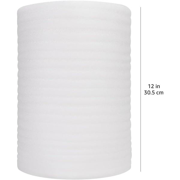 Amazon Basics Foam Wrap Roll with 20 Fragile Stickers, 12 inches wide , 50 feet long, 1 Roll - B0917