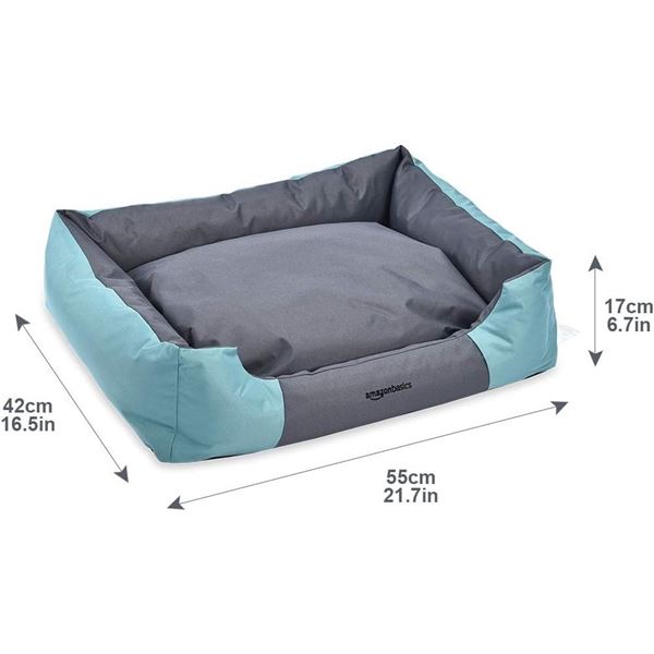 Amazon Basics Water-Resistant Pet Bed - Rectangular, Medium Teal, 21.7 Inch - B07P34GQX7 - New, Reta