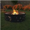 Image 1 : Amazon Basics Outdoor Round Steel Fire Ring - 36-Inch, Star and Moon Design, Black - B08RZRXTCL - Ne