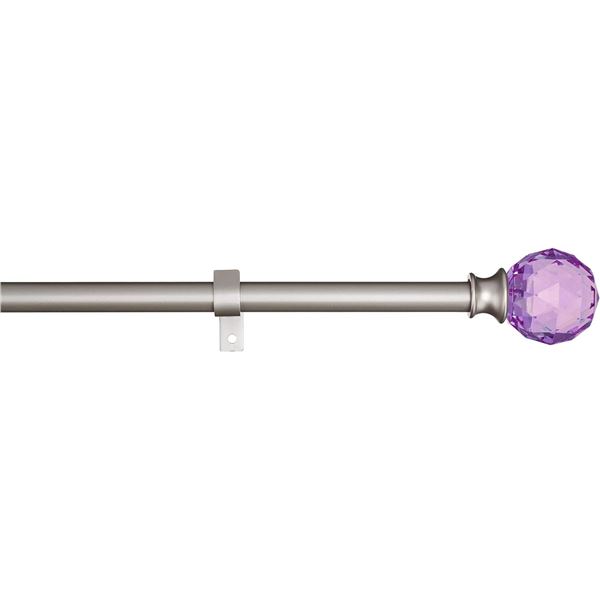 Amazon Basics Decorative 5/8" Curtain Rod with Faceted Ball Finials, 28" - 48", Purple - B07H95FVTJ