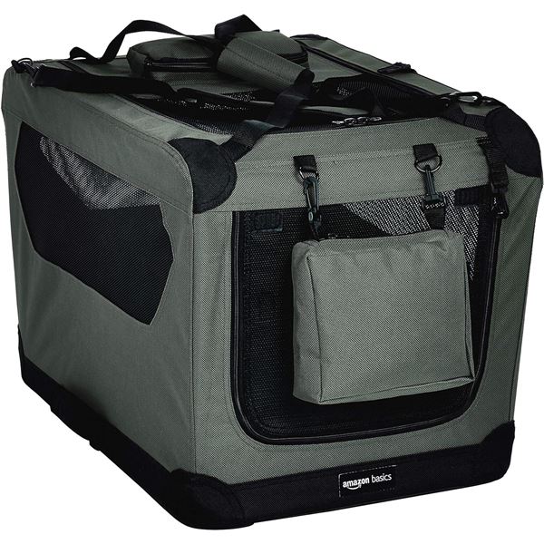 Amazon Basics Premium Folding Portable Soft Pet Crate - 36in, Grey - B07GPKK1RR - New, Retail Price
