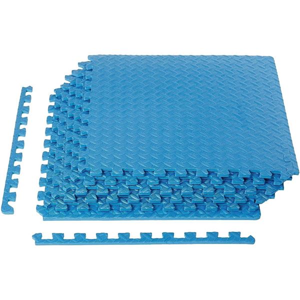 Amazon Basics Foam Interlocking Exercise Gym Floor Mat Tiles - Pack of 6, 24 x 24 x .5 Inches, Blue