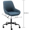 Image 4 : Blue Office chair with CORSICA fabric cover, Black 5-star metal base & gas lift Office chair - B07V7