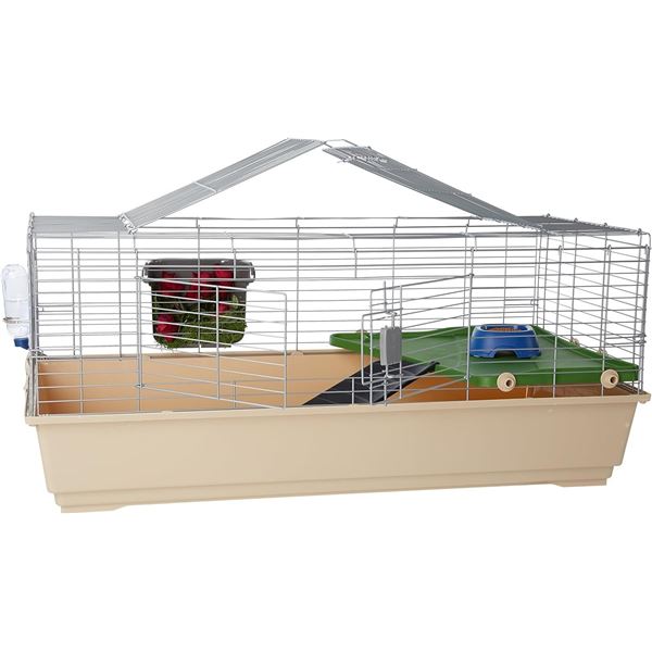 Amazon Basics Top Access Small Animal, Rabbit & Guinea Pig Cage, Ferret Cage Habitat with Accessorie