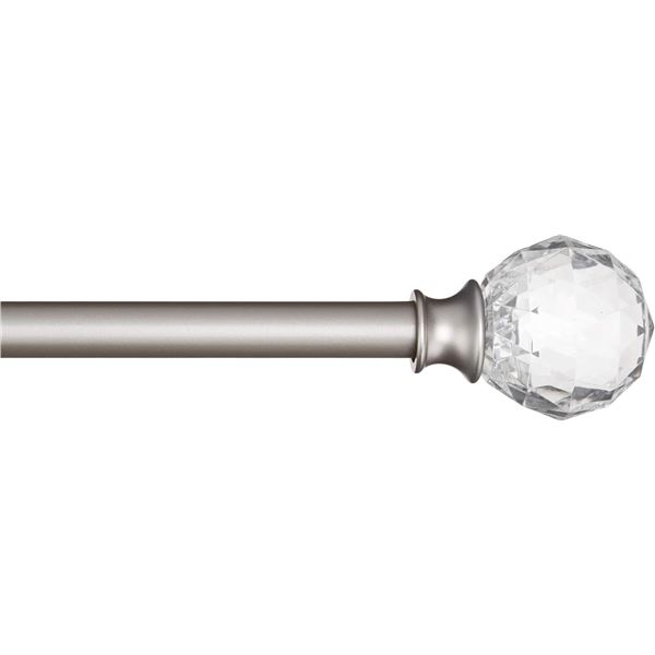 Amazon Basics Decorative 5/8in Curtain Rod with Faceted Ball Finials - 48-86in, Clear - B07H95FY2P -