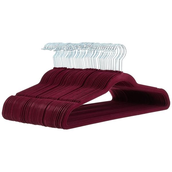 Amazon Basics Velvet Hangers Burgundy/Silver 50 pack - B09GS1JHM7- Retail price USD $35/pack. Total
