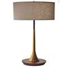 Image 1 : Amazon Brand - Rivet Mid-Century Modern Curved Table Desk Lamp With LED Light Bulb, Brass/Walnut, 14