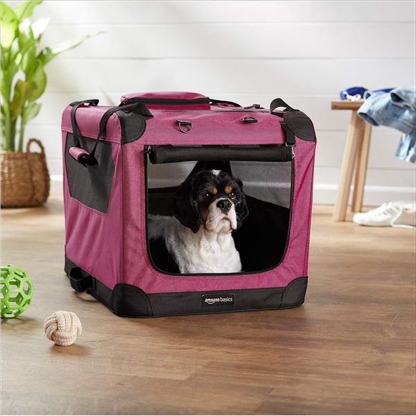 Amazon Basics Premium Folding Portable Soft Pet Crate - 42in, Red - B07GPX2CRQ - Retail price USD $1