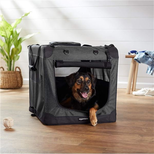 Amazon Basics Premium Folding Portable Soft Pet Crate - 30in, Black - B07GPKK1LY - Retail price USD