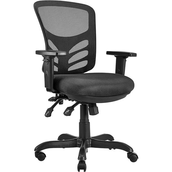 Amazon Commercial Ergonomic Mid-Back Mesh Desk/Computer Chair with Adjustable Seat, Armrests, and Lu