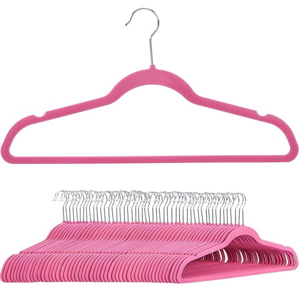Amazon Basics 50 Pack Velvet Pink Clothing Hangers - B07Y8QQ9K1 - New, Retail Price USD $35/pack, To
