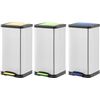 Image 1 : Amazon Basics set of 3 pedal recycling bins with soft-close lids, Yellow, Green, Blue, 3 x 15L - B07