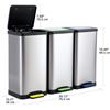 Image 7 : Amazon Basics set of 3 pedal recycling bins with soft-close lids, Yellow, Green, Blue, 3 x 15L - B07