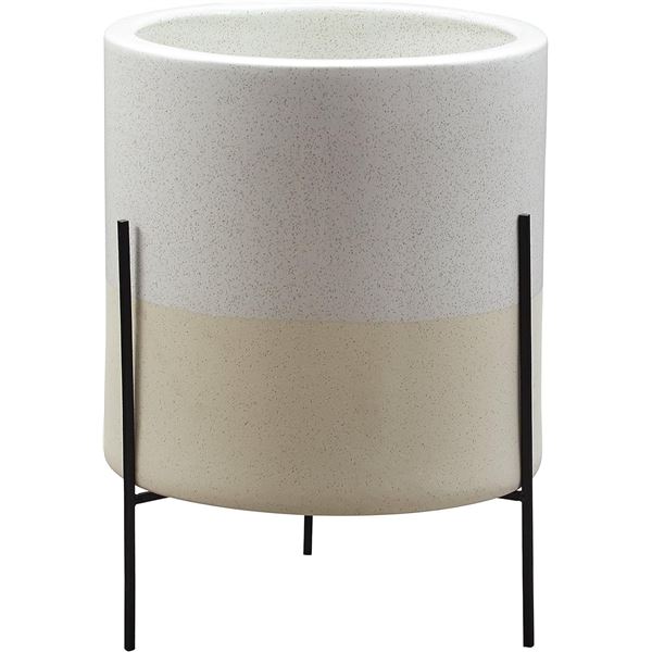 Amazon Brand ï¿½€“ Rivet Mid-Century Ceramic Planter with Stand, 18.9"H, White - B