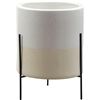 Image 1 : Amazon Brand ï¿½€“ Rivet Mid-Century Ceramic Planter with Stand, 18.9"H, White - B