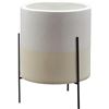 Image 3 : Amazon Brand ï¿½€“ Rivet Mid-Century Ceramic Planter with Stand, 18.9"H, White - B