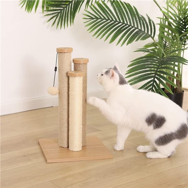 Amazon Basics Cat Scratching Post-Triple Scratching Post - Beige - B07FW5JPSK - Retail USD $42/pc. T