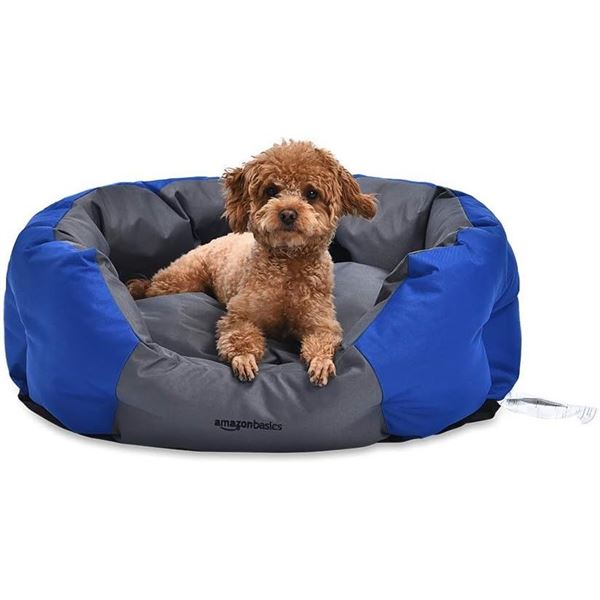 Amazon Basics Water-Resistant Pet Bed for Small Dogs - Oval, Royal Blue, 22.8-Inch - B07NYQXKDW - Re