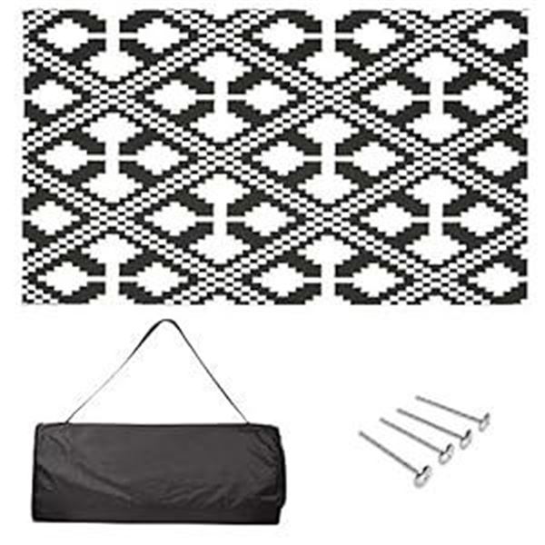 Amazon Basics Outdoor Mat - For RV, Camping, Patio - Carry Bag and Rug Stakes Included, Weather Resi