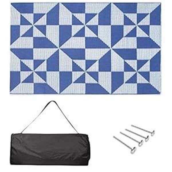Amazon Basics Outdoor Mat - For RV, Camping, Patio - Carry Bag and Rug Stakes Included, Weather Resi