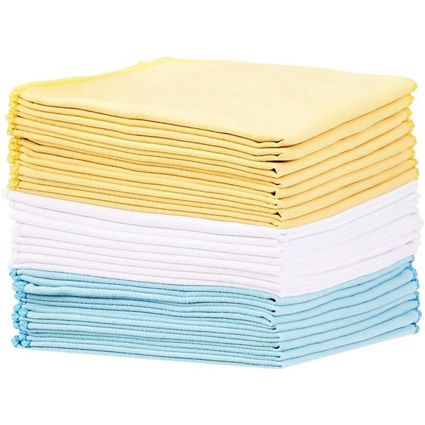 Amazon Basics Suede Cleaning Cloth, Blue, Yellow, White, 24 Pieces Set (320mm x 180mm) - B082XT5CFN 