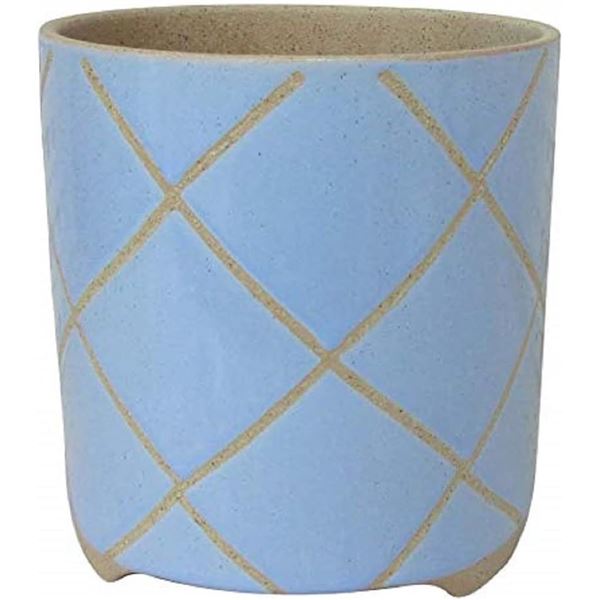 Amazon Brand ï¿½€“ Stone & Beam Large Windowpane Footed Stoneware Planter, 9.25"H,