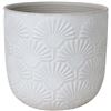 Image 1 : Amazon Brand Stone & Beam Medium Fan-Embossed Planter, 6"H, Cloud Dancer White - B083YFL9K1 - Retail